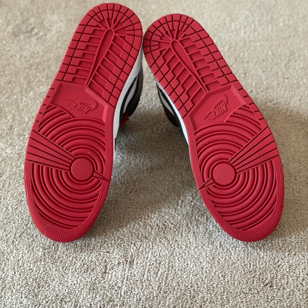 Jordan Men's Black, Red, and White Sneakers - Picture 5 of 7